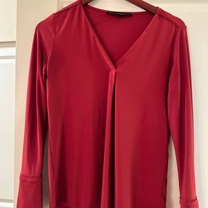 White House Black Market XXS silky long-sleeve work blouse